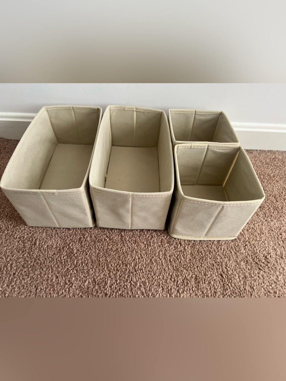 Canvas Storage Bin Set in Cream